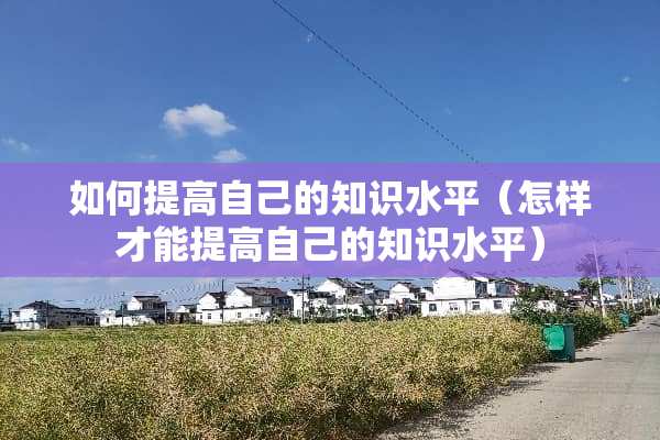 如何提高自己的知识水平（怎样才能提高自己的知识水平）
