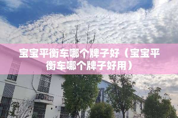 宝宝平衡车哪个牌子好（宝宝平衡车哪个牌子好用）