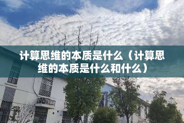 计算思维的本质是什么（计算思维的本质是什么和什么）