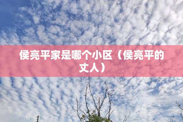 侯亮平家是哪个小区（侯亮平的丈人）