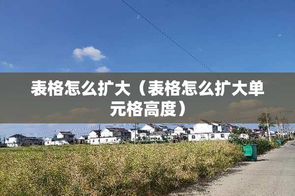 表格怎么扩大（表格怎么扩大单元格高度）