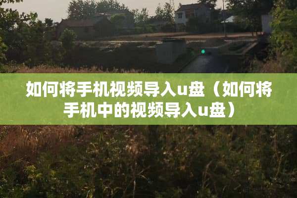 如何将手机视频导入u盘（如何将手机中的视频导入u盘）