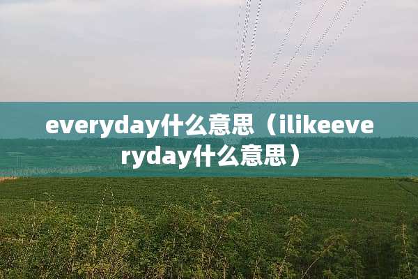 everyday什么意思（ilikeeveryday什么意思）