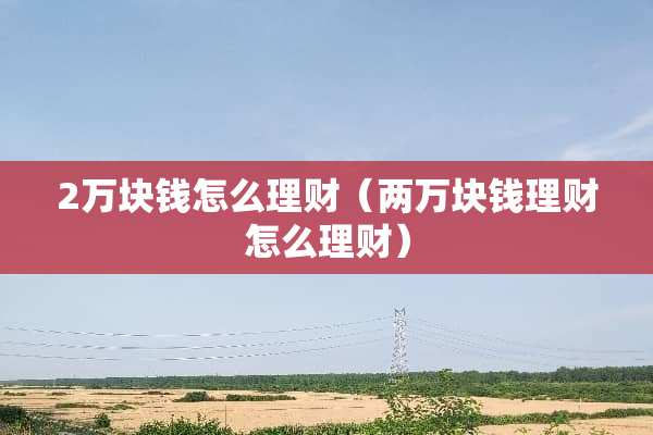 2万块钱怎么理财（两万块钱理财怎么理财）