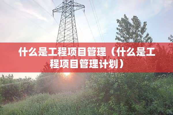 什么是工程项目管理（什么是工程项目管理计划）