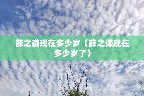薛之谦现在多少岁（薛之谦现在多少岁了）