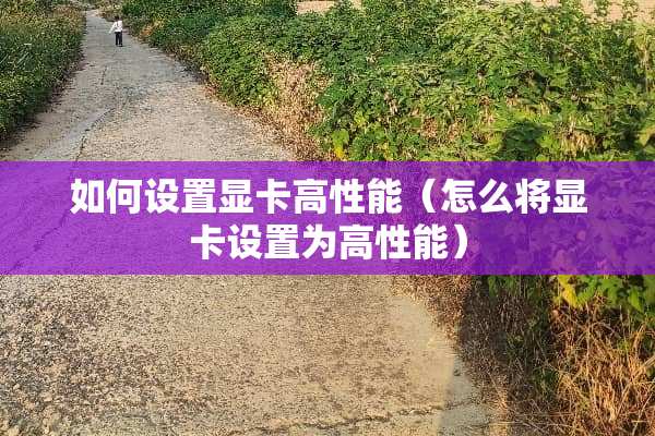 如何设置显卡高性能（怎么将显卡设置为高性能）