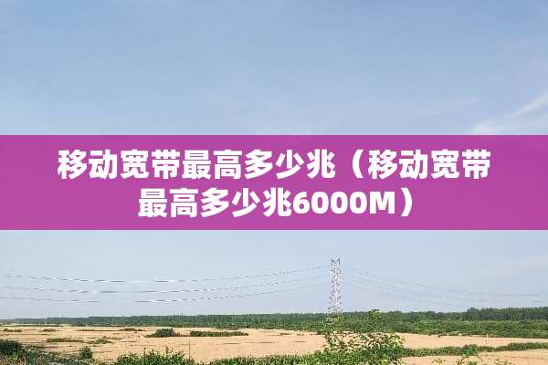 移动宽带最高多少兆（移动宽带最高多少兆6000M）