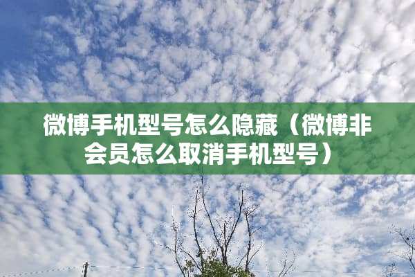 微博手机型号怎么隐藏（微博非会员怎么取消手机型号）