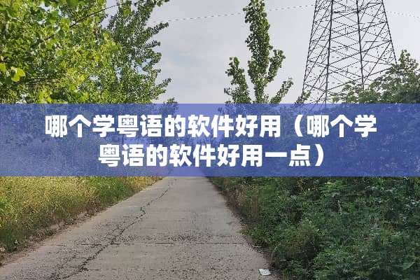 哪个学粤语的软件好用（哪个学粤语的软件好用一点）