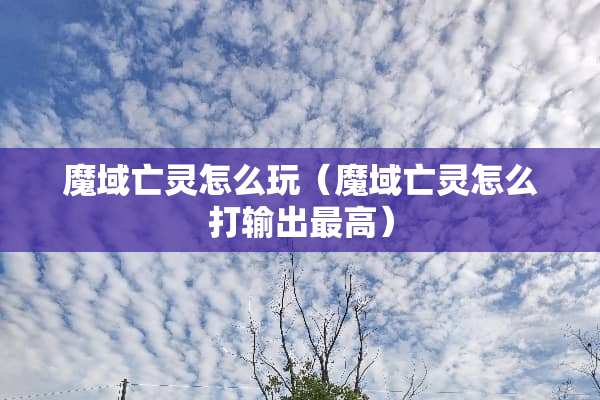 魔域亡灵怎么玩（魔域亡灵怎么打输出最高）