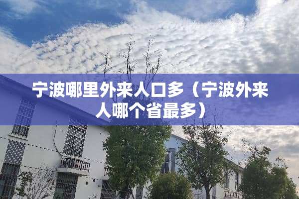 宁波哪里外来人口多（宁波外来人哪个省最多）