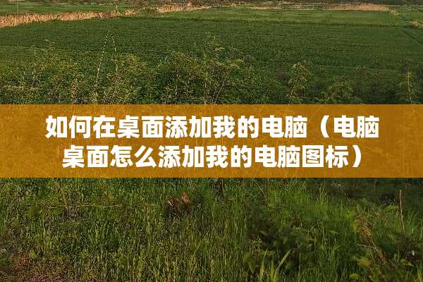 如何在桌面添加我的电脑（电脑桌面怎么添加我的电脑图标）