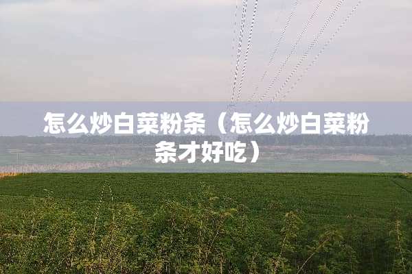 怎么炒白菜粉条（怎么炒白菜粉条才好吃）