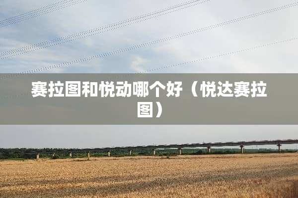 赛拉图和悦动哪个好（悦达赛拉图）