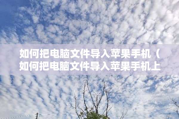 如何把电脑文件导入苹果手机（如何把电脑文件导入苹果手机上）