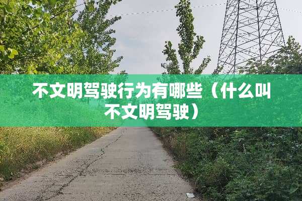 不文明驾驶行为有哪些（什么叫不文明驾驶）