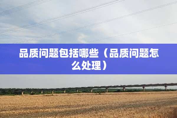 品质问题包括哪些（品质问题怎么处理）