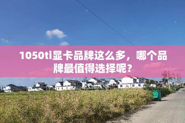 1050ti显卡品牌这么多，哪个品牌最值得选择呢？