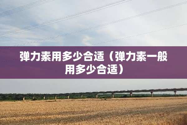 弹力素用多少合适（弹力素一般用多少合适）