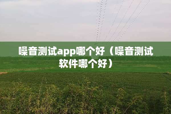 噪音测试app哪个好（噪音测试软件哪个好）