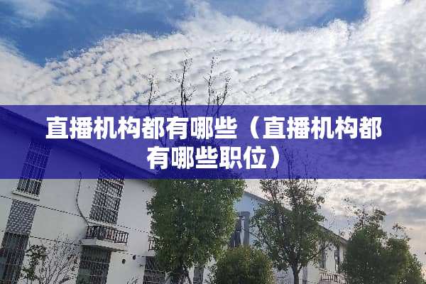 直播机构都有哪些（直播机构都有哪些职位）