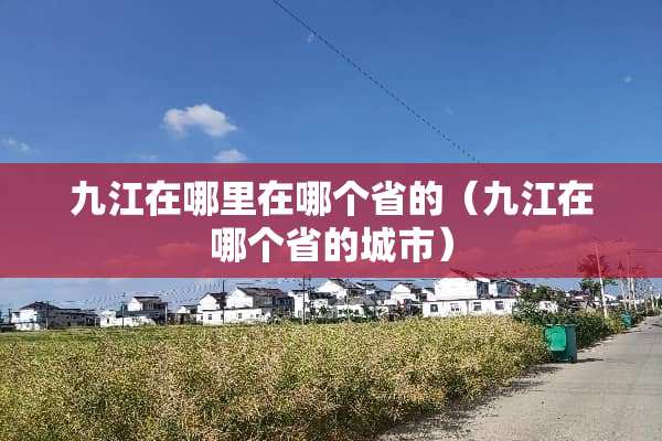 九江在哪里在哪个省的（九江在哪个省的城市）