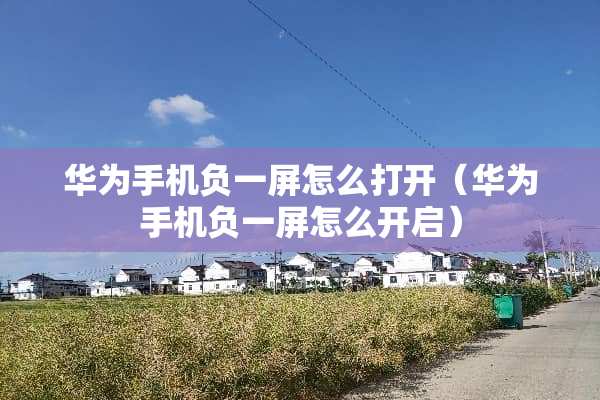 华为手机负一屏怎么打开（华为手机负一屏怎么开启）