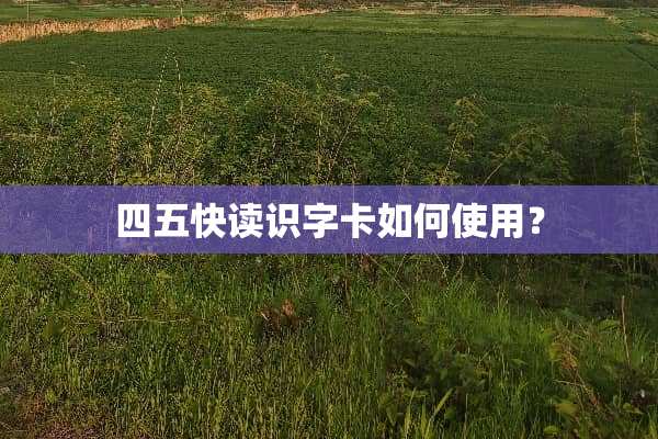 四五快读识字卡如何使用？