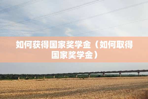 如何获得国家奖学金（如何取得国家奖学金）