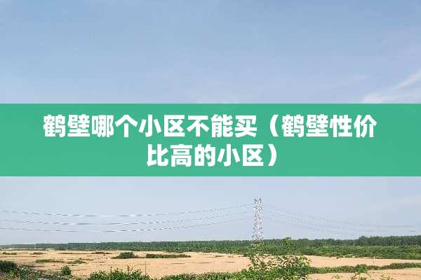 鹤壁哪个小区不能买（鹤壁性价比高的小区）