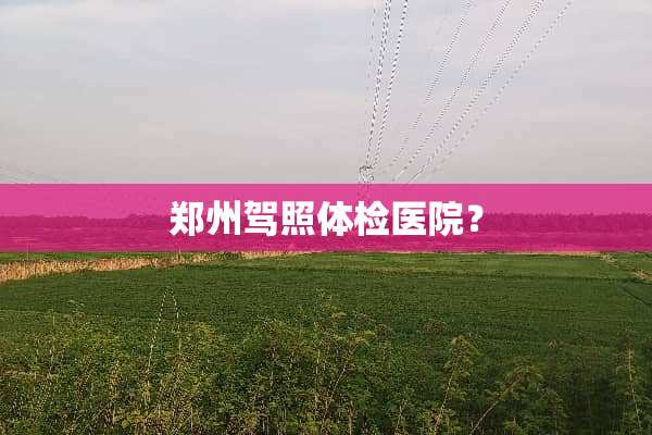 郑州驾照体检医院？
