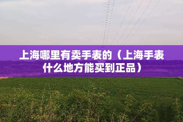 上海哪里有卖手表的（上海手表什么地方能买到正品）