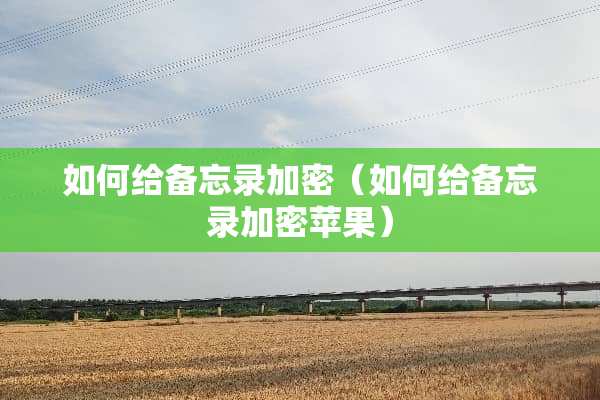 如何给备忘录加密（如何给备忘录加密苹果）