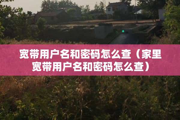 宽带用户名和密码怎么查（家里宽带用户名和密码怎么查）