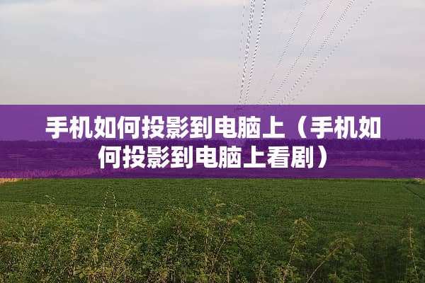 手机如何投影到电脑上（手机如何投影到电脑上看剧）