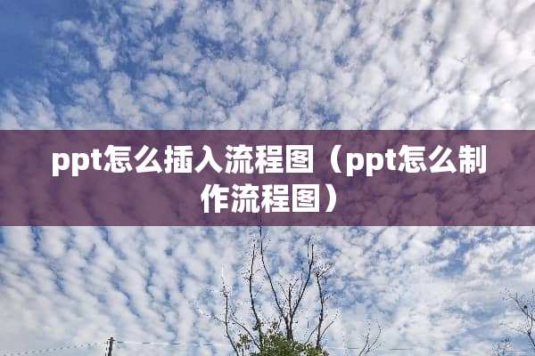 ppt怎么插入流程图（ppt怎么制作流程图）