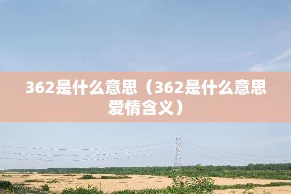 362是什么意思（362是什么意思爱情含义）