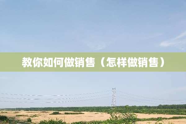 教你如何做销售（怎样做销售）