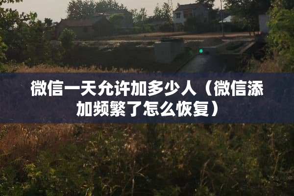 微信一天允许加多少人（微信添加频繁了怎么恢复）