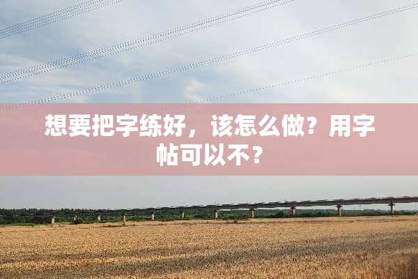 想要把字练好，该怎么做？用字帖可以不？