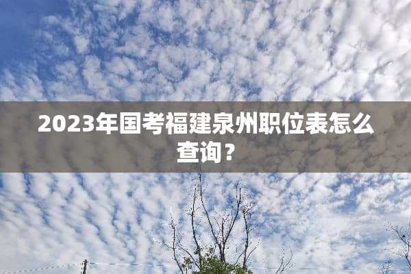2023年国考福建泉州职位表怎么查询？
