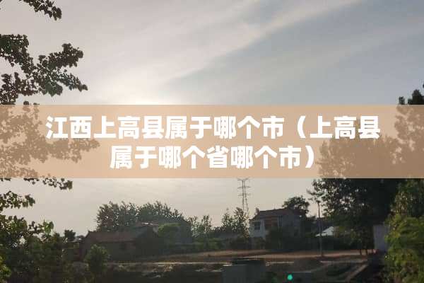 江西上高县属于哪个市（上高县属于哪个省哪个市）