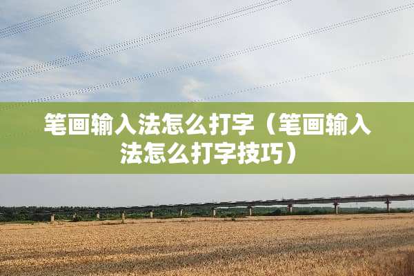 笔画输入法怎么打字（笔画输入法怎么打字技巧）