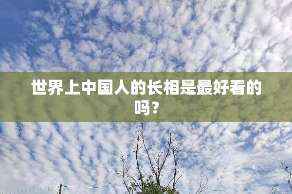 世界上中国人的长相是最好看的吗？