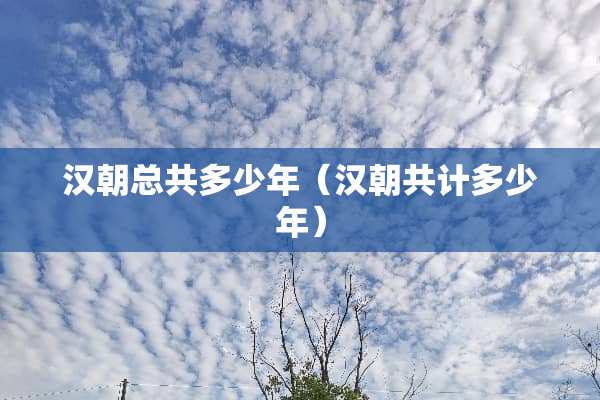汉朝总共多少年（汉朝共计多少年）