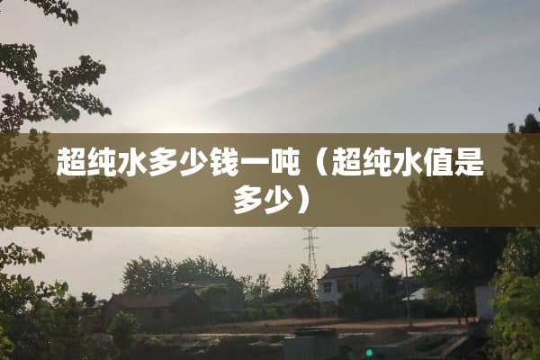 超纯水多少钱一吨（超纯水值是多少）