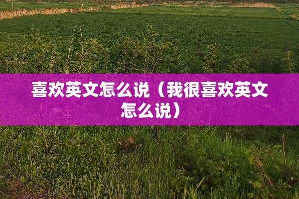 喜欢英文怎么说（我很喜欢英文怎么说）
