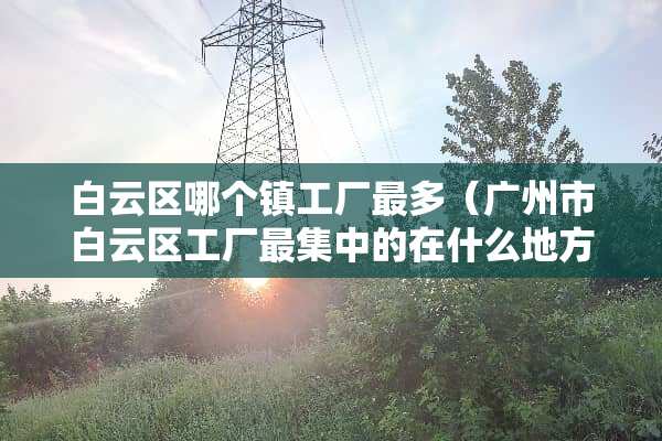 白云区哪个镇工厂最多（广州市白云区工厂最集中的在什么地方）
