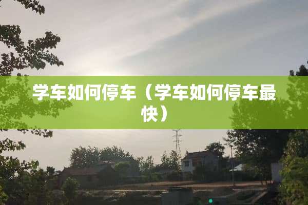 学车如何停车（学车如何停车最快）